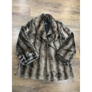 Alpine Studio Faux Fur Coat Jacket Large Brown Tan
